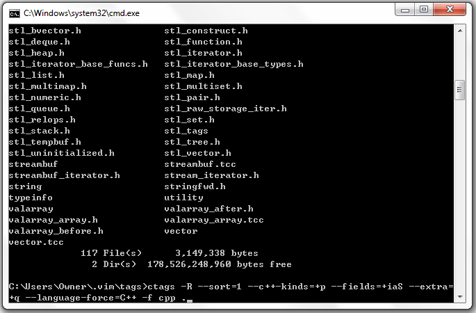 Ctags in Win* CMD