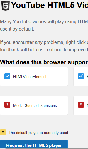require YouTube's HTML5 player